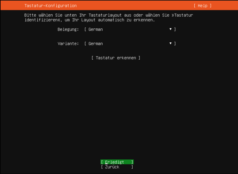 Konfiguration des Tastatur Layouts